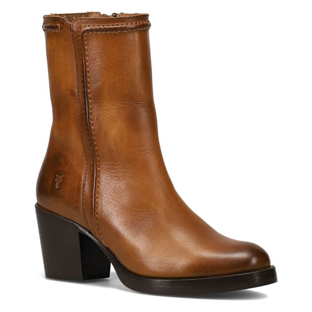 Frye Jean Short Inside Zip Leather Boot, Brown